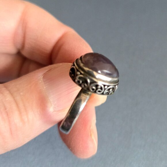 Sterling silver 925 ring with cabochon Amethyst stone. - Picture 4 of 11